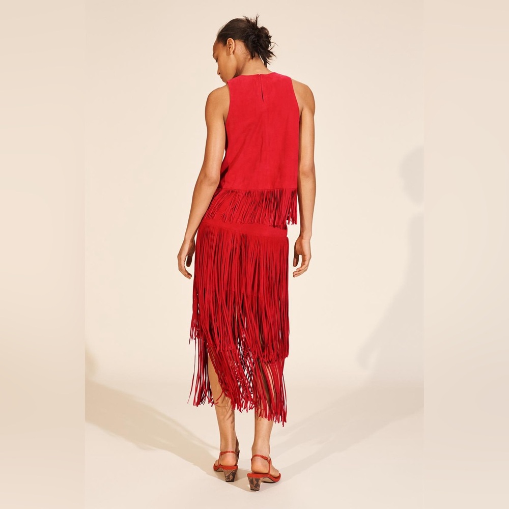 ZARA Suede Fringe Midi Skirt - Price Firm - Picture 2 of 13